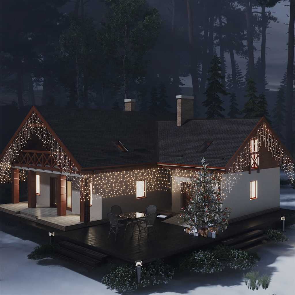 Vidaxl leichter Vorhang mit 400 LEDs und 8 Funktionen 10 m warmes Weiß