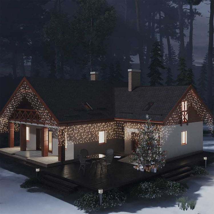 Vidaxl leichter Vorhang mit 400 LEDs und 8 Funktionen 10 m warmes Weiß
