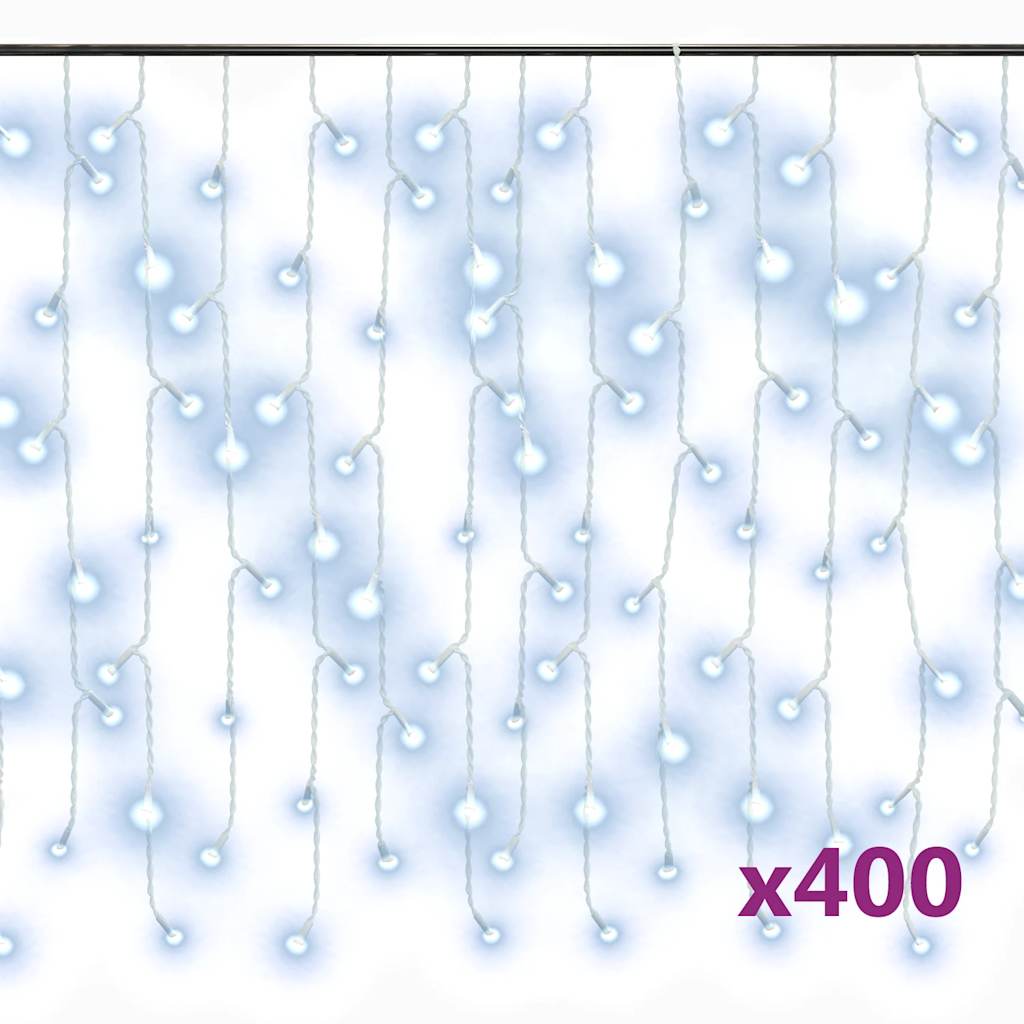 Vidaxl leichter Vorhang mit 400 LEDs und 8 Funktionen 10 m kalt weiß