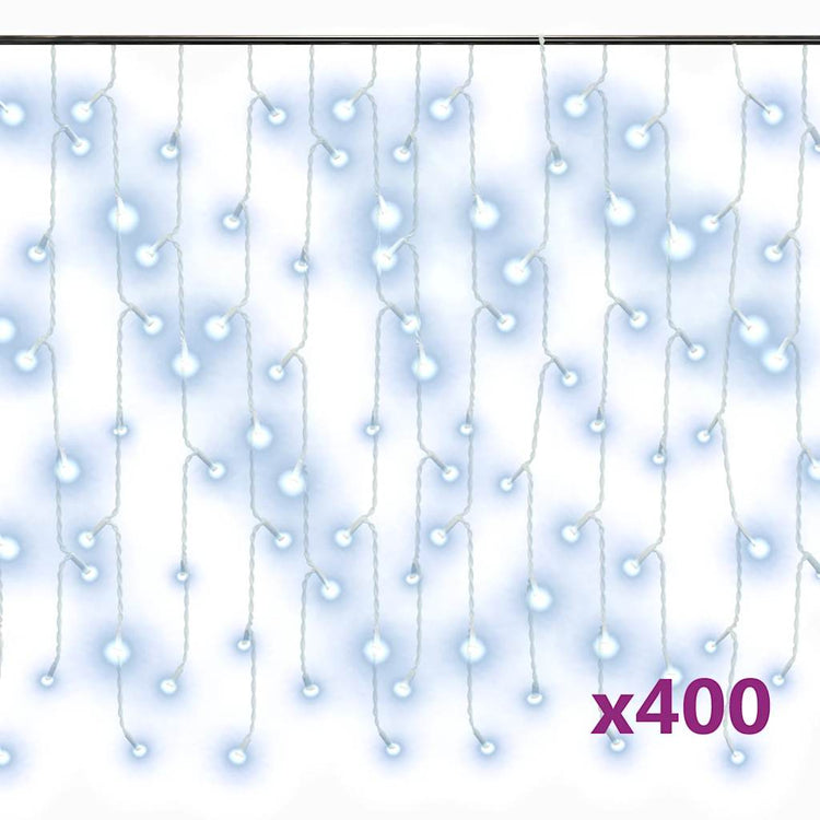 Vidaxl leichter Vorhang mit 400 LEDs und 8 Funktionen 10 m kalt weiß