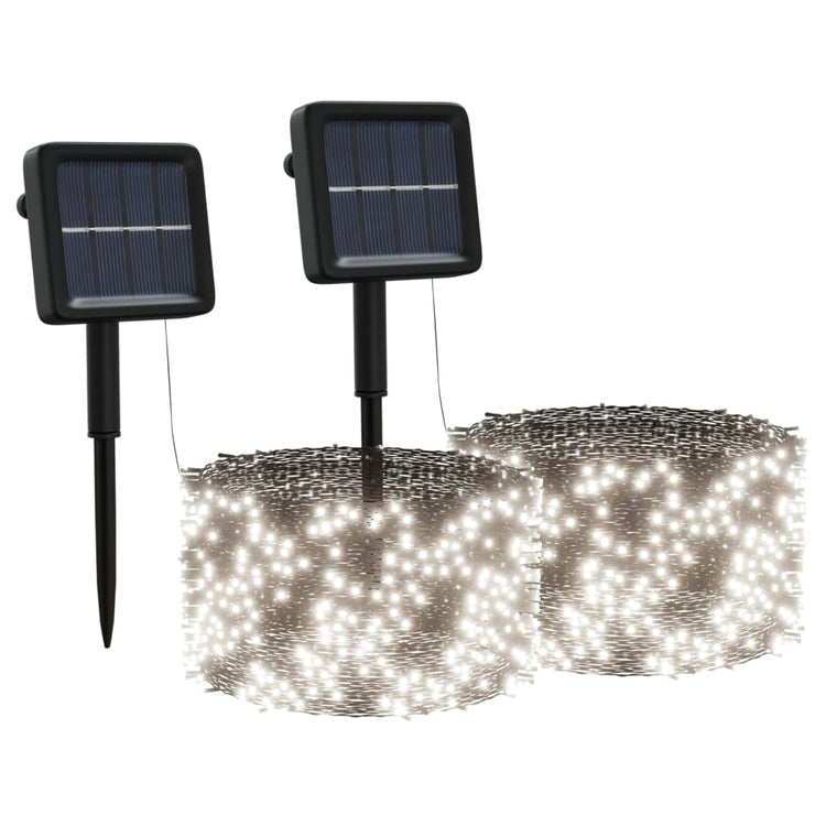 VIDAXL -Lichtkabel 2 STs mit 2x200 LEDs Solar innerhalb von kaltem Weiß draußen