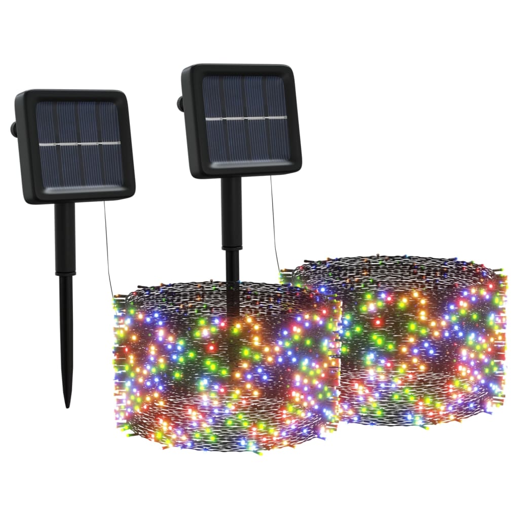 Vidaxl -Lichtkabel 2 PCs 2x200 LEDs Solar innerhalb von mehrfach gefärbter Außenseite