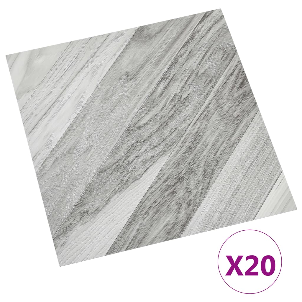 VIDAXL Dielen 20 St. Selbstadhäsiv 1,86 m² PVC gestreiftes Grau