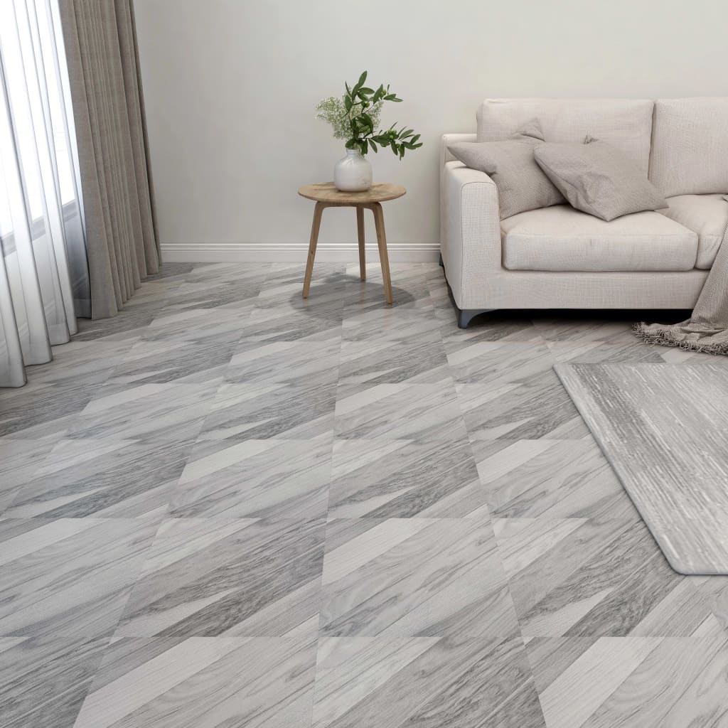 VIDAXL Dielen 20 St. Selbstadhäsiv 1,86 m² PVC gestreiftes Grau