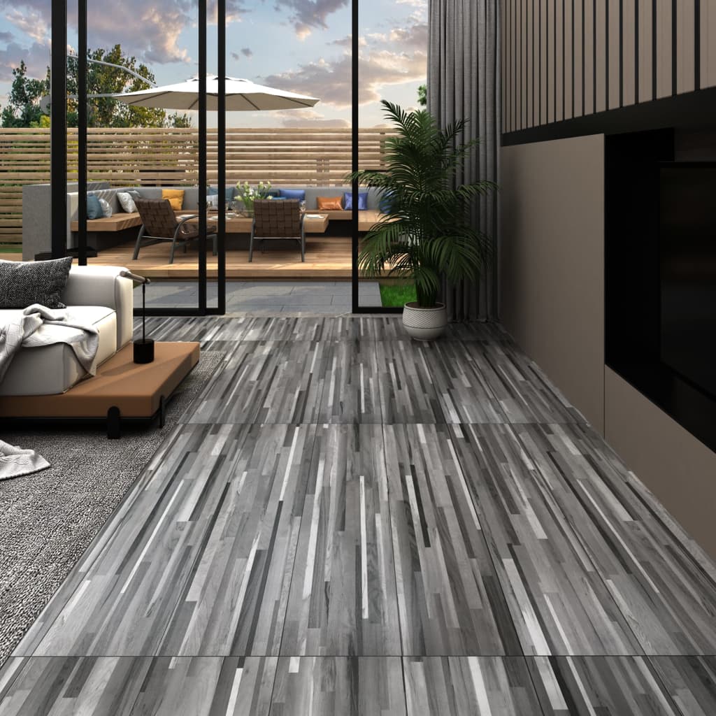 Vidaxl Dielen selbst -adhäsiv 5,21 m² 2 mm PVC gestreiftes Grau