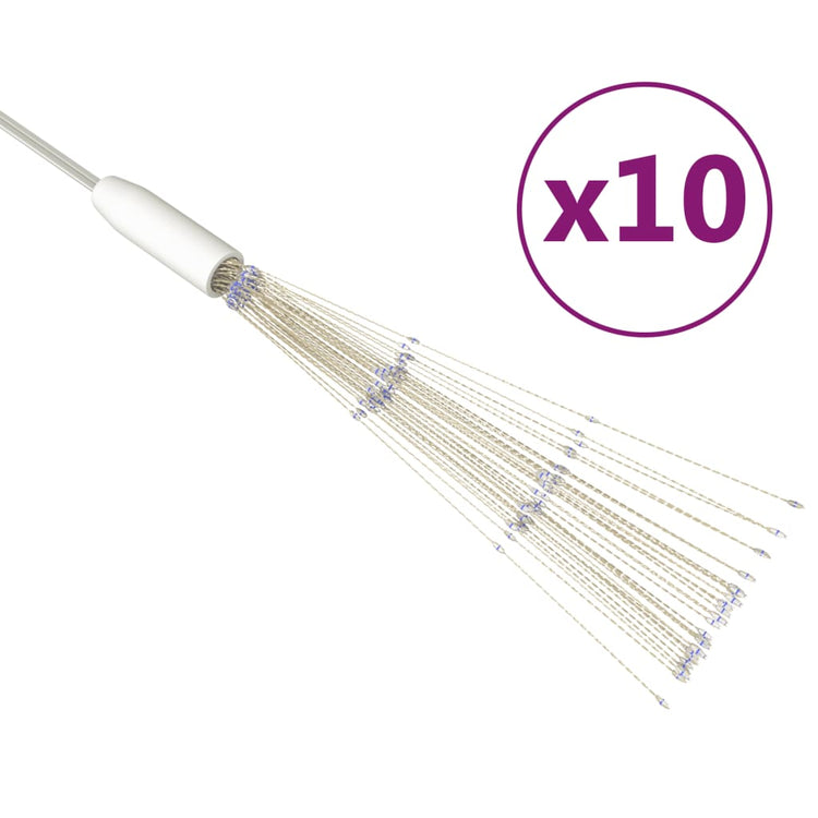 VIDAXL 10 ST Weihnachtsbeleuchtungs Feuerwerk 1400 LEDs im Freien 20 cm blau