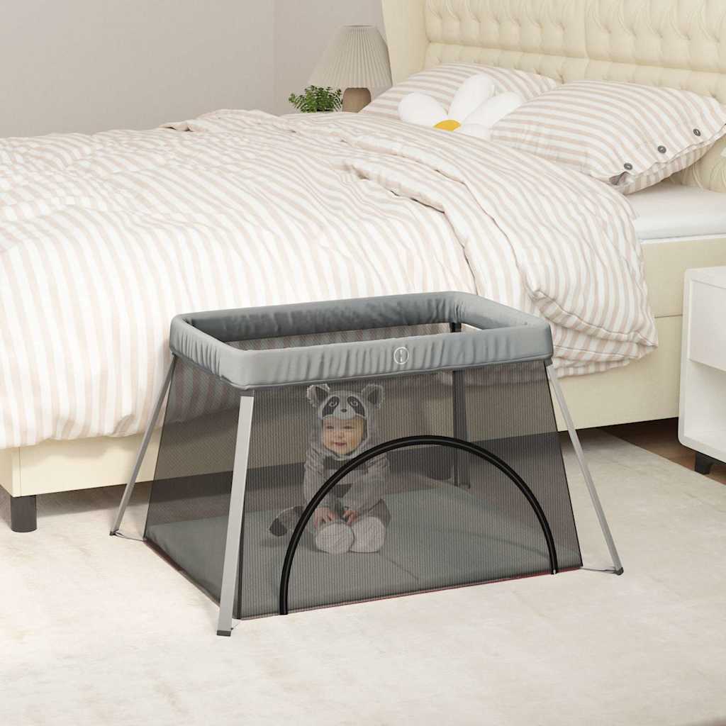 Vidaxl -Babybox mit Matratze Leinen hellgrau