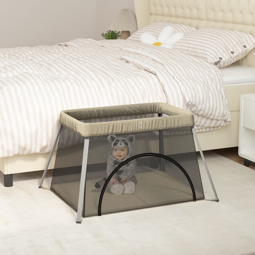 Vidaxl -Babybox mit Matratze Leinen Taupe