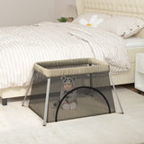 Vidaxl -Babybox mit Matratze Leinen Taupe - afbeelding 1