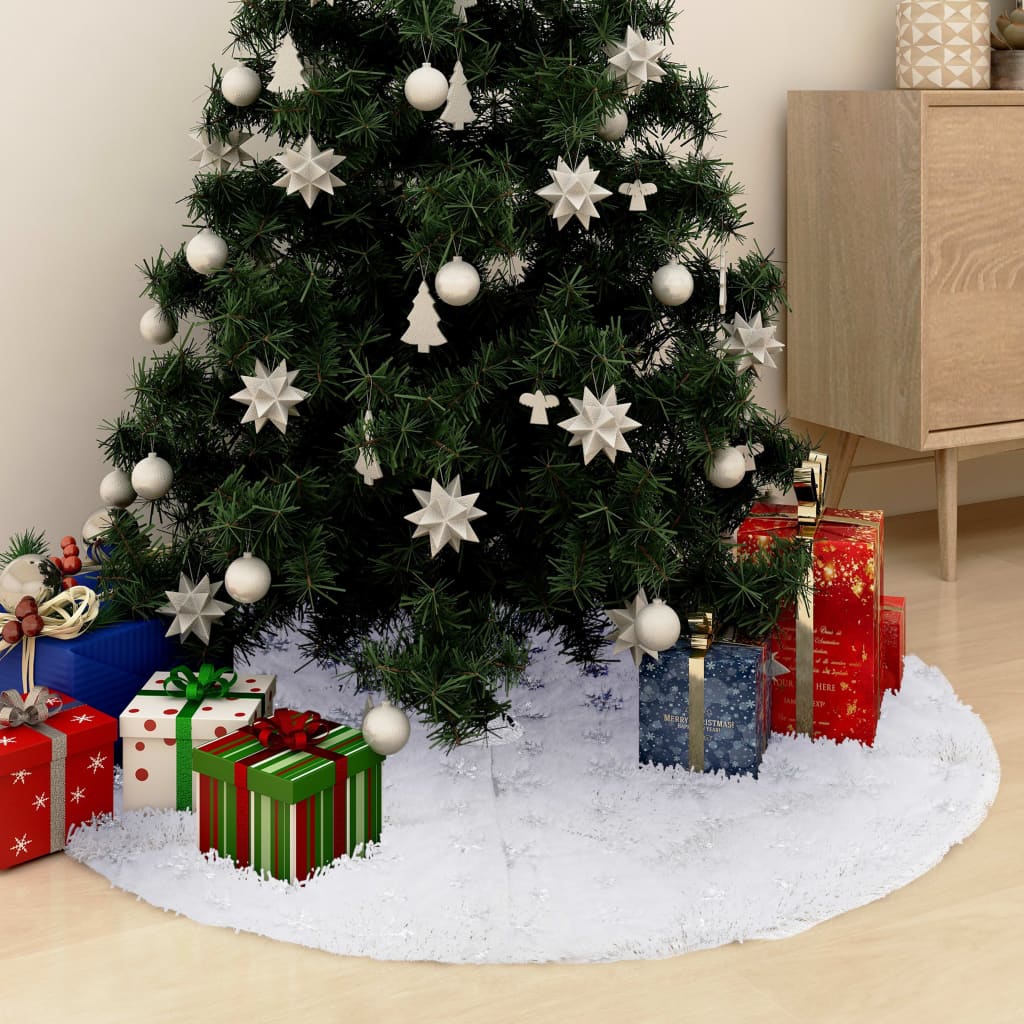 Vidaxl Weihnachtsbaumrock Luxus 90 cm Kunstfahrzeug Weiß weiß