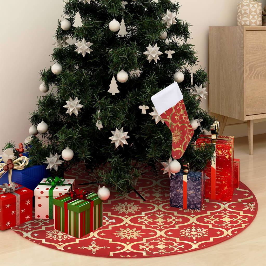Vidaxl Weihnachtsbaumrock Luxus mit Sock 90 cm Stoff rot
