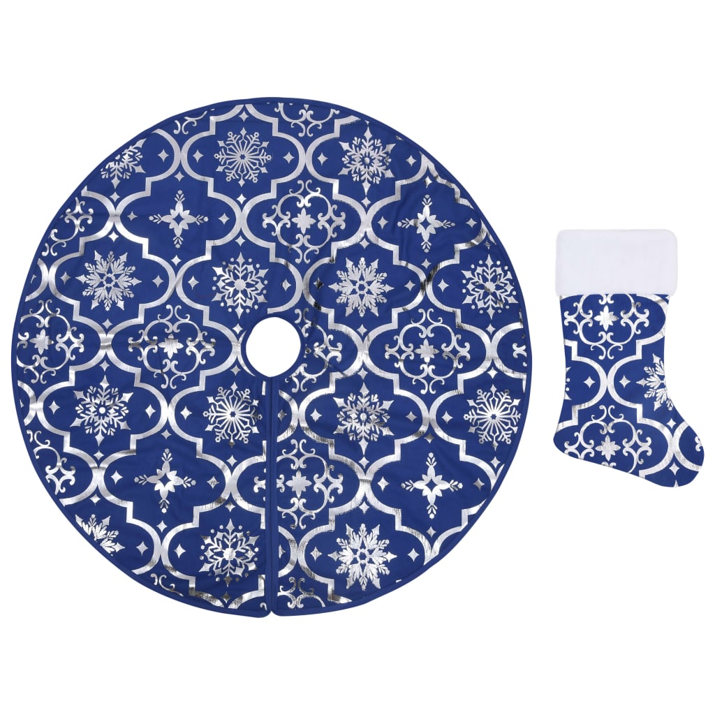 Vidaxl Weihnachtsbaumrock Luxus mit Sock 150 cm Stoff Blau