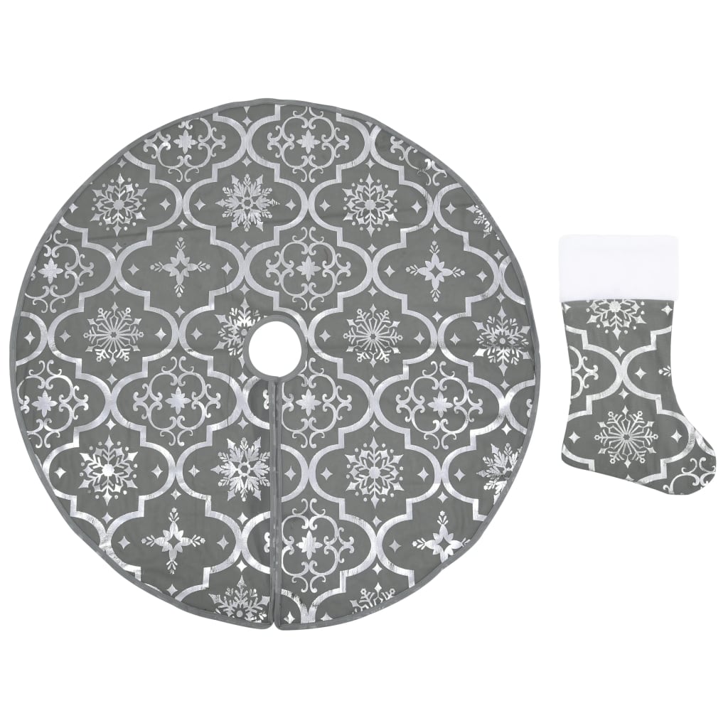 Vidaxl Weihnachtsbaumrock Luxus mit Sock 90 cm Stoff grau
