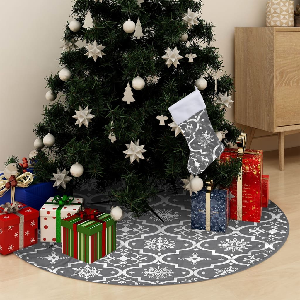 Vidaxl Weihnachtsbaumrock Luxus mit Sock 150 cm Stoff grau