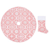 Vidaxl Weihnachtsbaumrock Luxus mit Sock 150 cm Stoff rosa - afbeelding 2