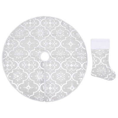 Vidaxl Weihnachtsbaumrock Luxus mit Socke 122 cm Stoff weiß