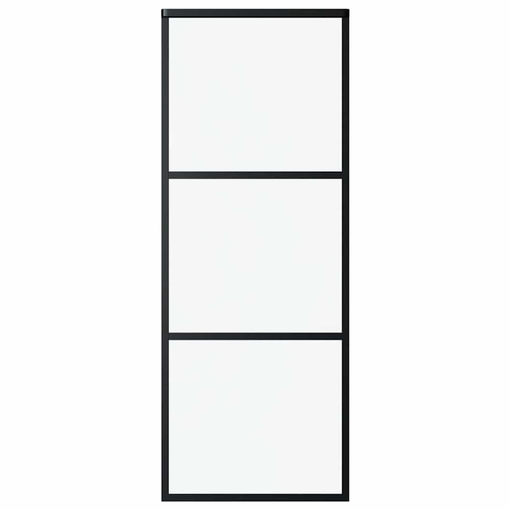 Vidaxl Schiebetür 76x205 cm ESG -Glas und Aluminiumschwarz