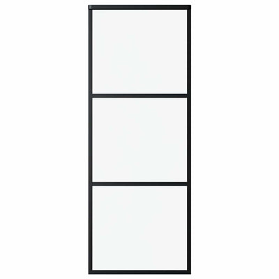 Vidaxl Schiebetür 76x205 cm ESG -Glas und Aluminiumschwarz