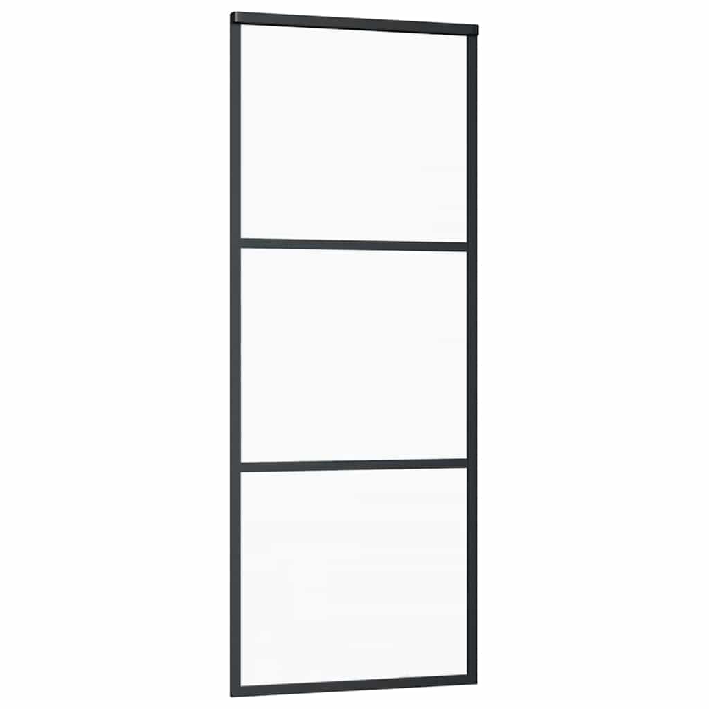 Vidaxl Schiebetür 76x205 cm ESG -Glas und Aluminiumschwarz