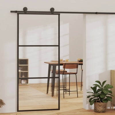 Vidaxx Schiebetür 90x205 cm ESG-Glas und Aluminium schwarz