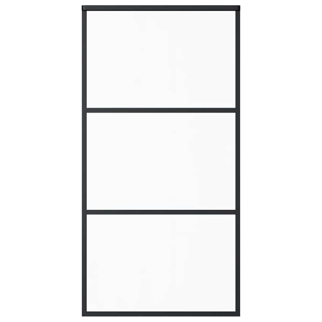 Vidaxl Schiebetür 102x205 cm ESG -Glas und Aluminiumschwarz