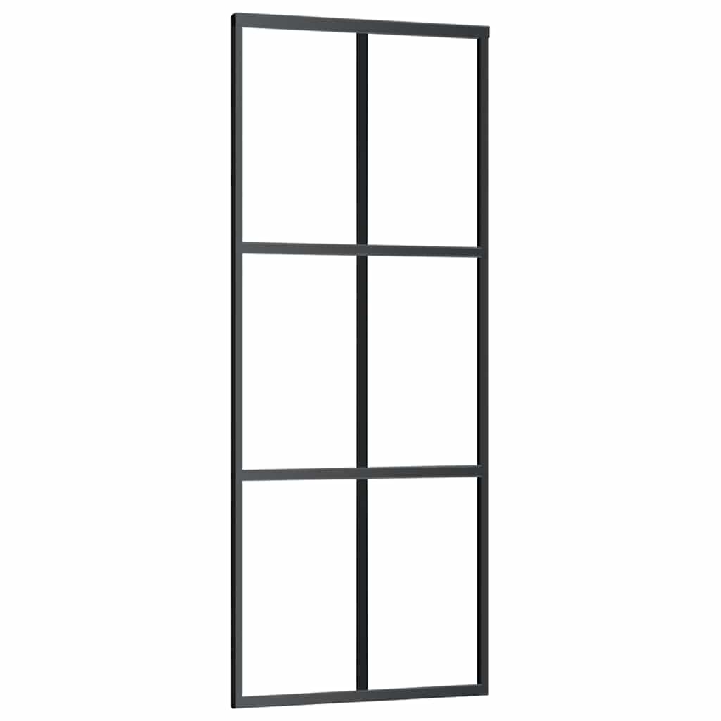Vidaxl Schiebetür 76x205 cm ESG -Glas und Aluminiumschwarz