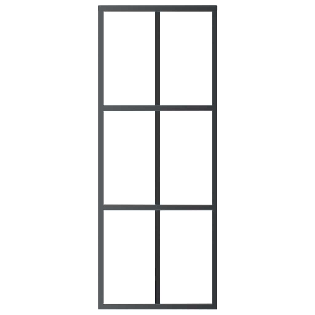 Vidaxl Schiebetür 76x205 cm ESG -Glas und Aluminiumschwarz
