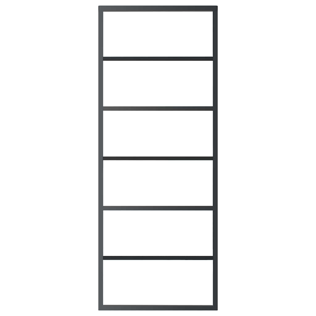 Vidaxl Schiebetür 76x205 cm ESG -Glas und Aluminiumschwarz