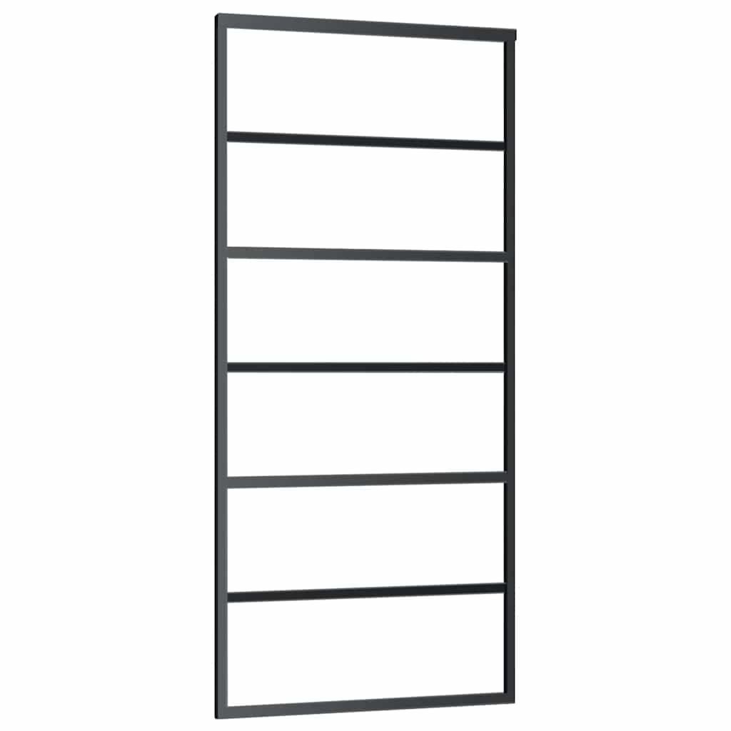 Vidaxl Schiebetür 90x205 cm ESG -Glas und Aluminiumschwarz