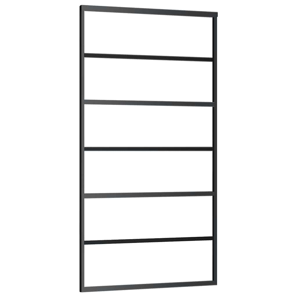 Vidaxl Schiebetür 102x205 cm ESG -Glas und Aluminiumschwarz