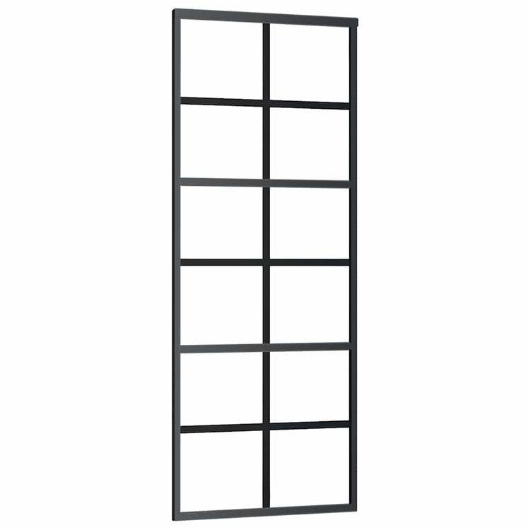 Vidaxl Schiebetür 76x205 cm ESG -Glas und Aluminiumschwarz