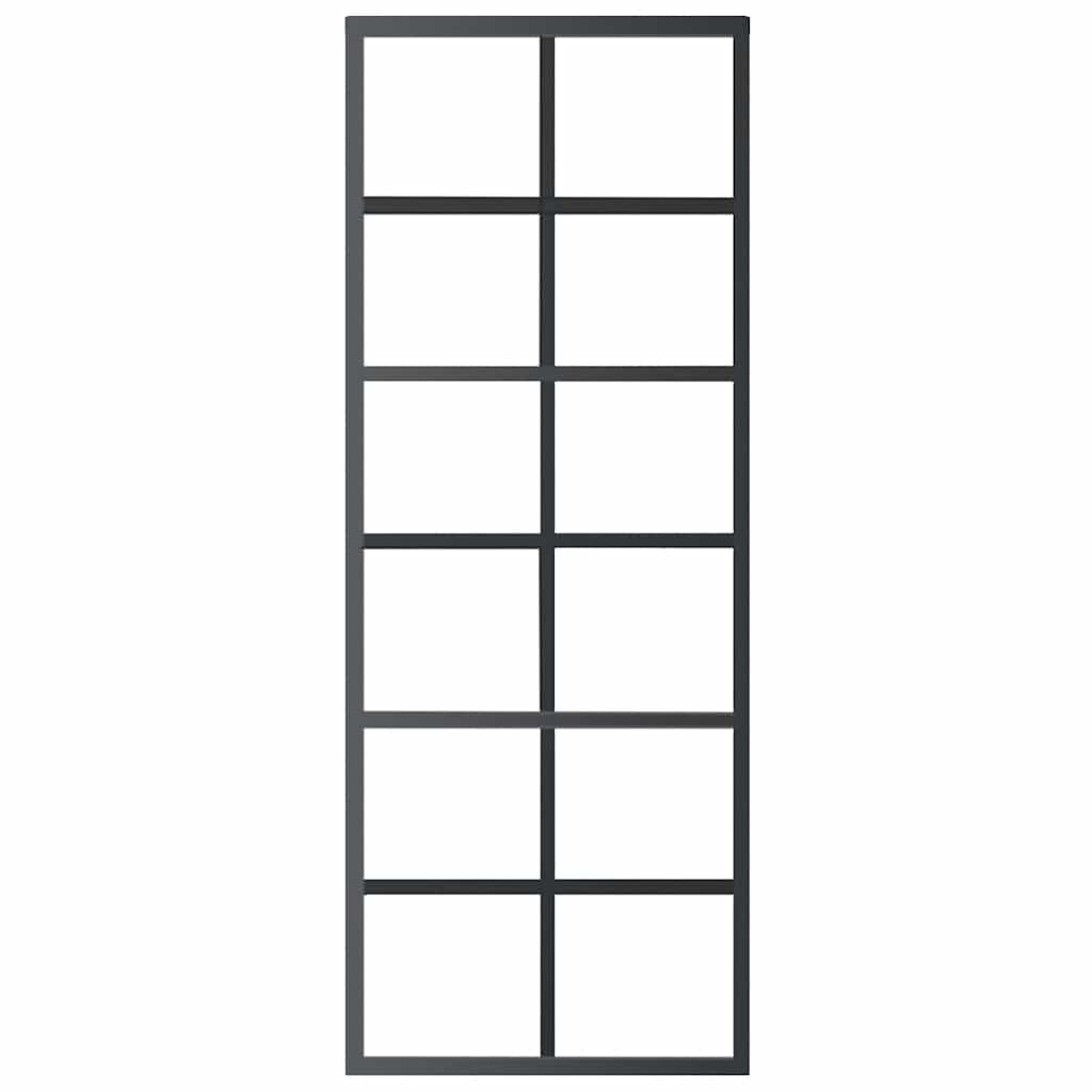 Vidaxl Schiebetür 76x205 cm ESG -Glas und Aluminiumschwarz