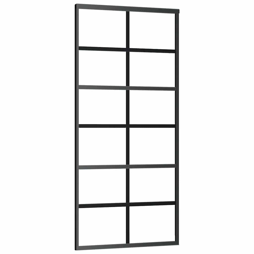 Vidaxl Schiebetür 90x205 cm ESG -Glas und Aluminiumschwarz