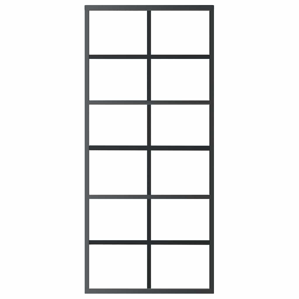 Vidaxl Schiebetür 90x205 cm ESG -Glas und Aluminiumschwarz