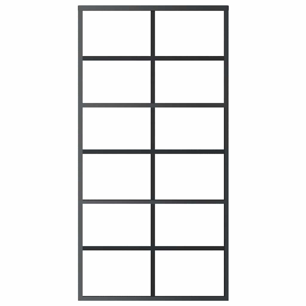 Vidaxl Schiebetür 102x205 cm ESG -Glas und Aluminiumschwarz
