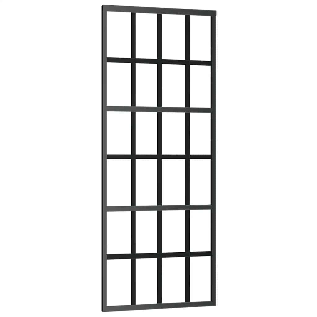 Vidaxl Schiebetür 76x205 cm ESG -Glas und Aluminiumschwarz