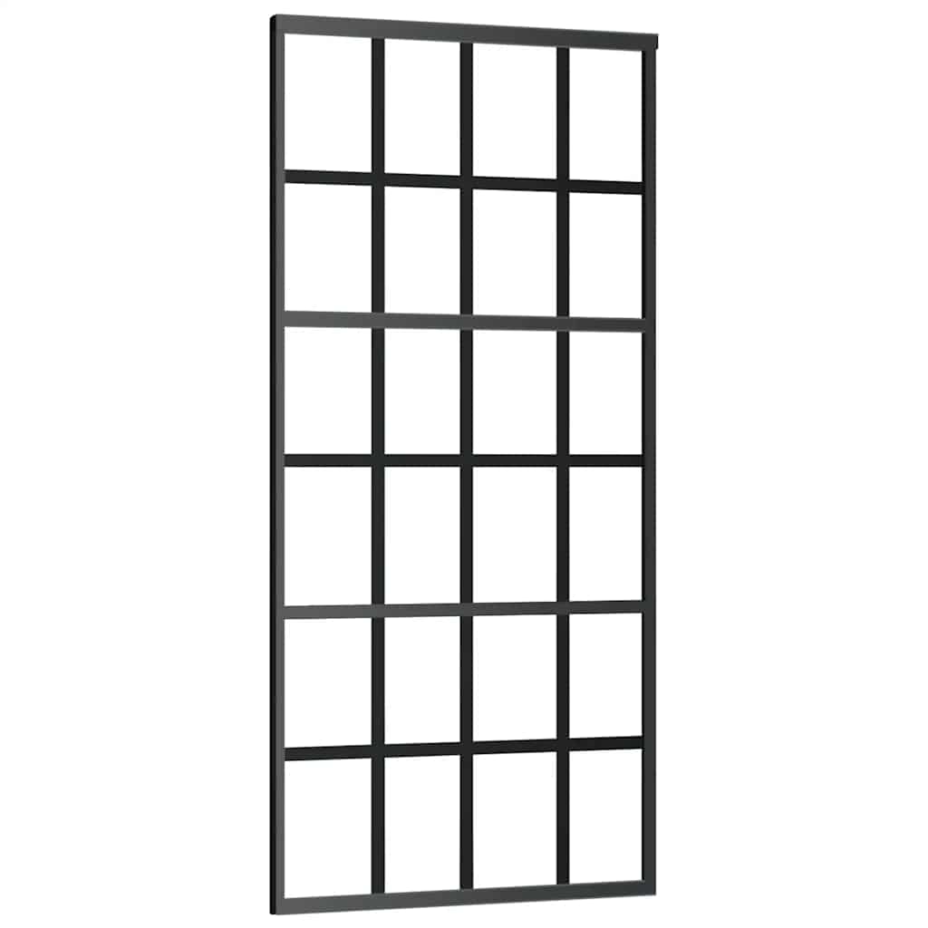 Vidaxl Schiebetür 90x205 cm ESG -Glas und Aluminiumschwarz