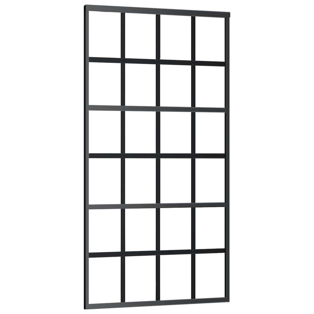 Vidaxl Schiebetür 102x205 cm ESG -Glas und Aluminiumschwarz