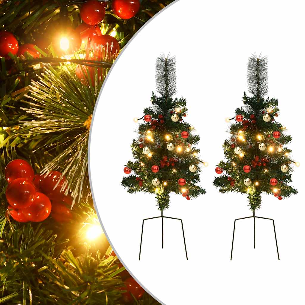 Vidaxl Tuinkerst Trees 2 ST mit Beleuchtung 76 cm PVC
