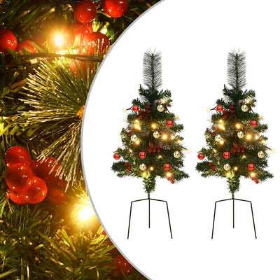 Vidaxl Tuinkerst Trees 2 ST mit Beleuchtung 76 cm PVC