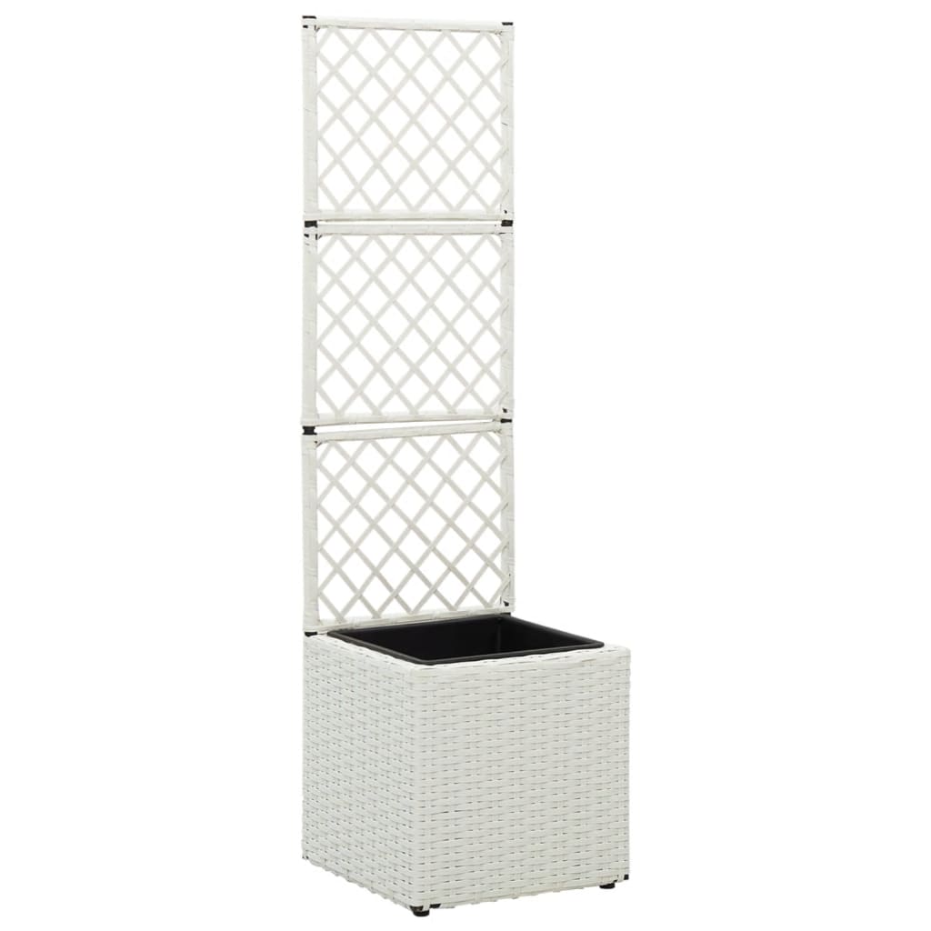 Vidaxl Latwerkplantenbak mit 1 Pot 30x30x107 cm Rattan Weiß angehoben