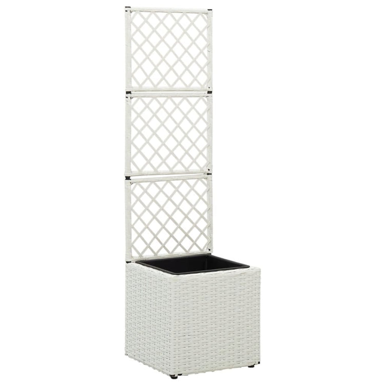 Vidaxl Latwerkplantenbak mit 1 Pot 30x30x107 cm Rattan Weiß angehoben