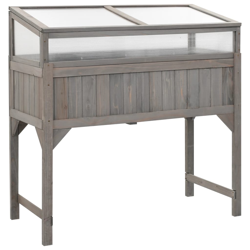 Vidaxl -Pflanzer mit Gewächshaus 110x54x120 cm Festkieferholz angehoben