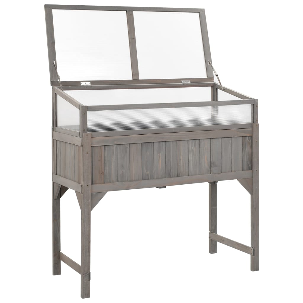 Vidaxl -Pflanzer mit Gewächshaus 110x54x120 cm Festkieferholz angehoben