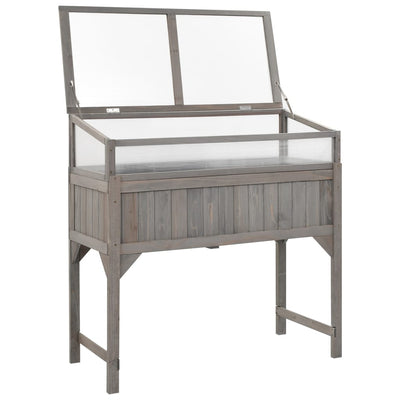 Vidaxl -Pflanzer mit Gewächshaus 110x54x120 cm Festkieferholz angehoben