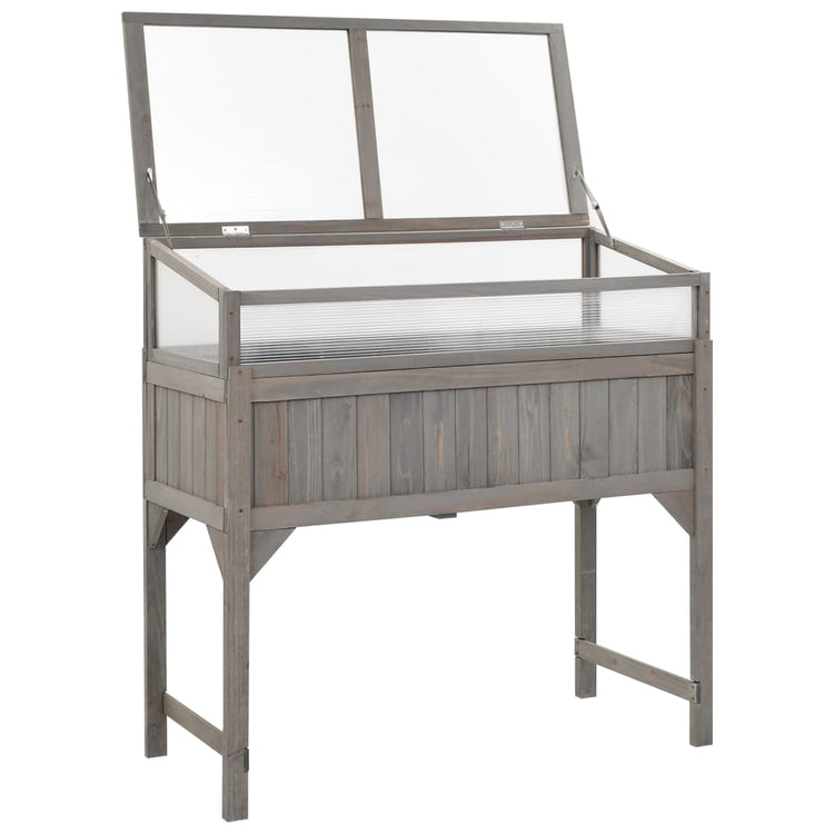 Vidaxl -Pflanzer mit Gewächshaus 110x54x120 cm Festkieferholz angehoben