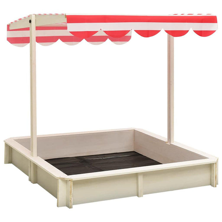Vidaxl Sandbox mit einstellbarem Dach UV50 Kiefernwit Weiß und Rot