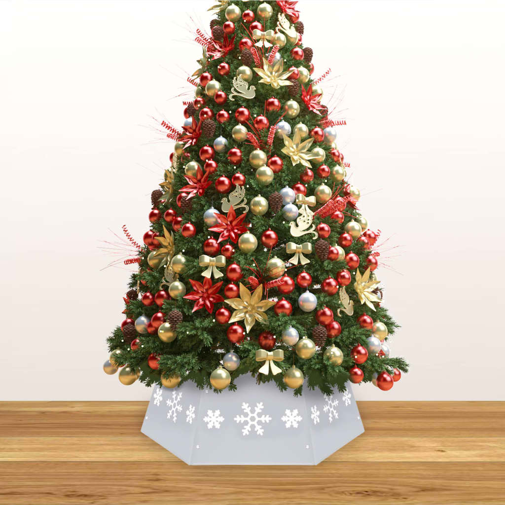 Vidaxl Weihnachtsbaumrock Ø68x25 cm Silber und Weiß