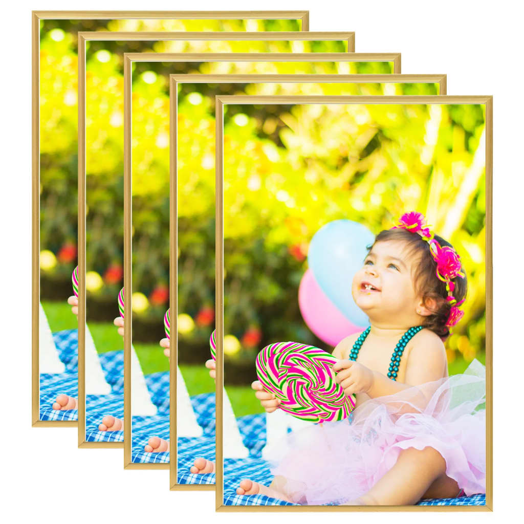 VIDAXL -Fotorahmen 5 PCs für Wand 70 x 90 cm MDF Goldfarbe