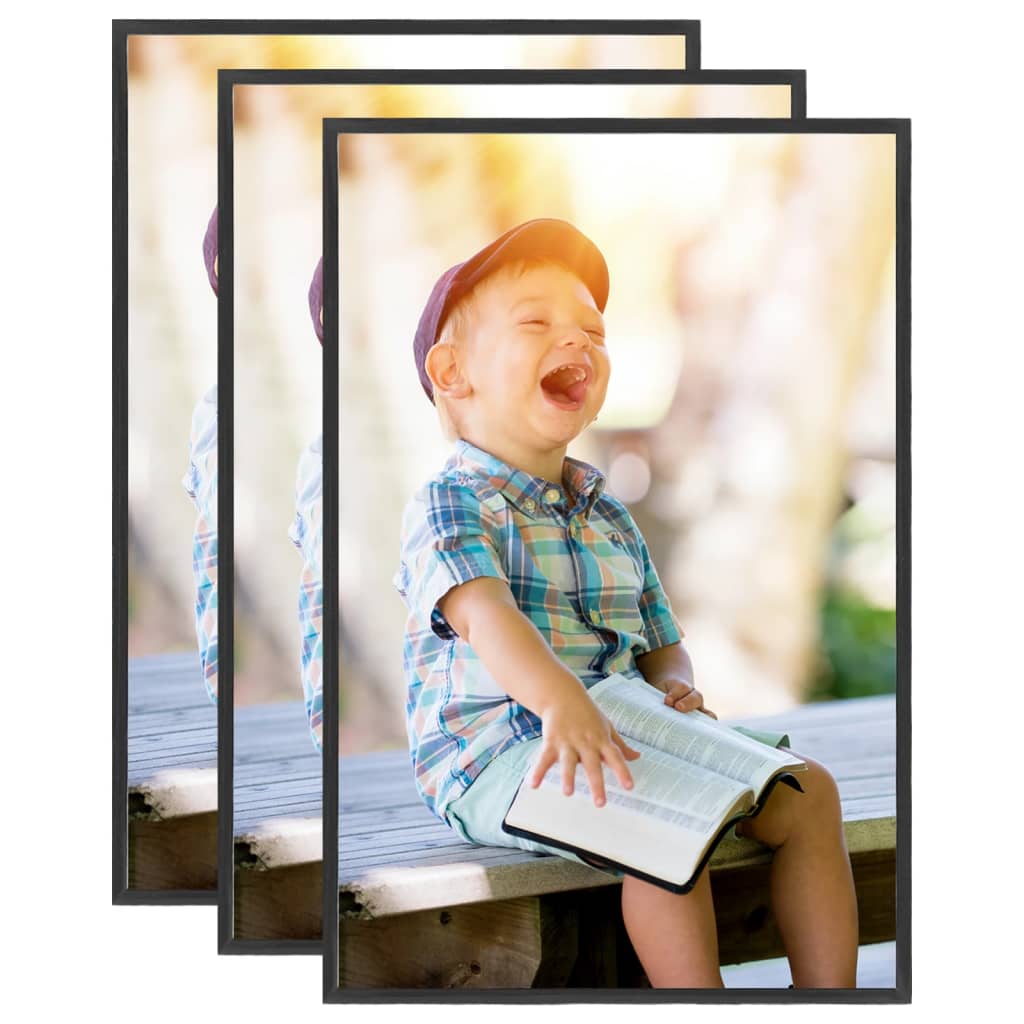 Vidaxl -Fotorahmen 3 PCs für Tabelle 21x29.7 cm MDF Schwarz